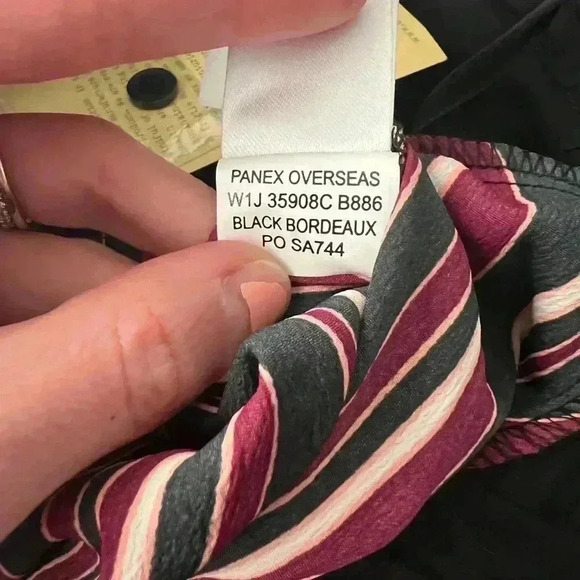 Band of Gypsies Sweetheart Spaghetti Strap Jumpsuit Black/Bordeaux Stripe-XS-NWT - Picture 8 of 9